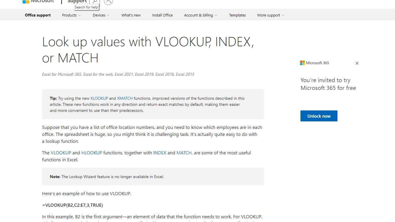 Look up values with VLOOKUP, INDEX, or MATCH